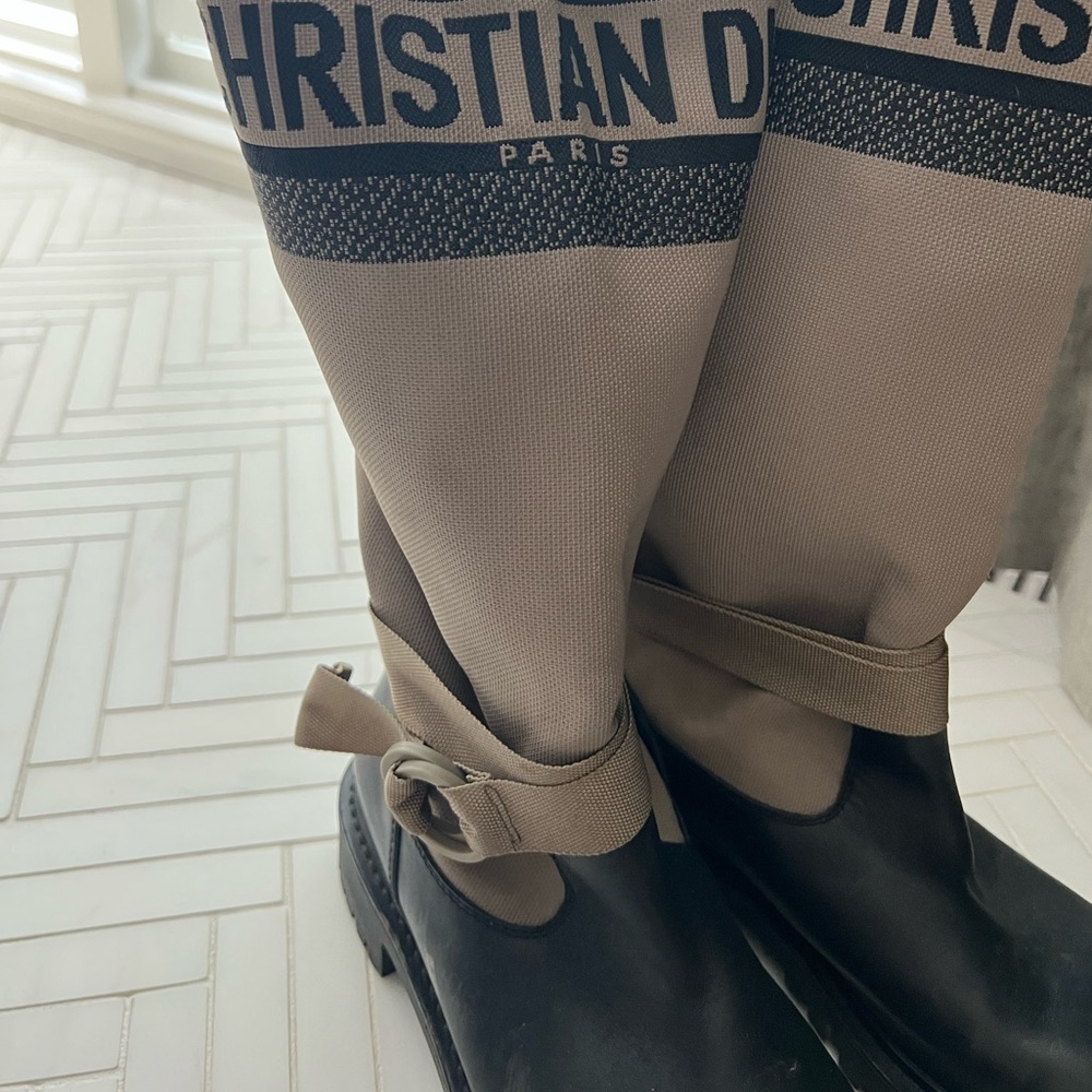 DIOR Black and Taupe D-Major Rain Boots rare - Picture 7 of 13